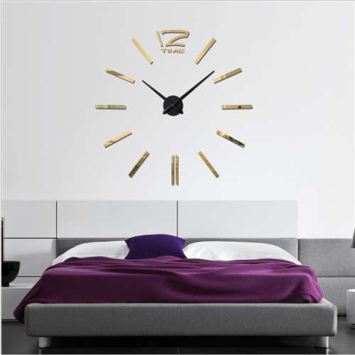 Modern DIY Large  3D Wall Clock (Home Decor) Silver