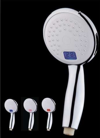 Nevenoe LED Shower Head Spray w/ Arm and Temperature Display - Changes Colour on Water Temperature