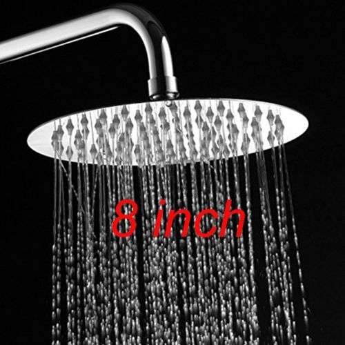 Nevenoe Superslim Stainless Steel Rainfall Shower Head (Round) 20cm / 8 Inch