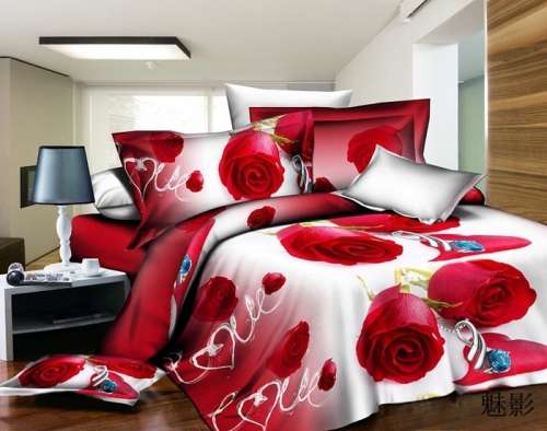 Hazlo 3D Duvet Cover Set w/ 2 Pillow Cases - Red Roses - Queen