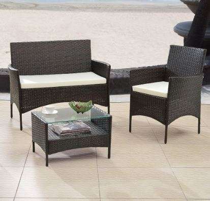 Atlantis 3 Piece Wicker Patio Outdoor Living Set with Cushions