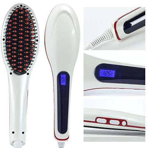 Electric Fast Hair Straightener Brush Comb with LCD Display