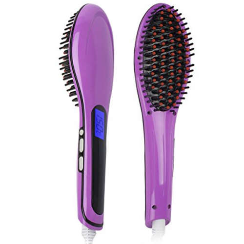 Electric Fast Hair Straightener Brush Comb with LCD Display