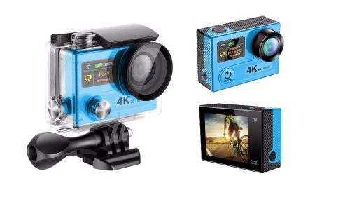 VR360 Dual Screen 4K Ultra HD Slim Waterproof Action Camera with Remote Control and WiFi