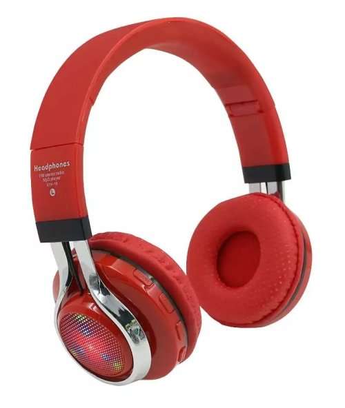 Bluetooth Wireless Stereo Headphone LED Flash light with FM Radio, Microphone for Hands free Caling