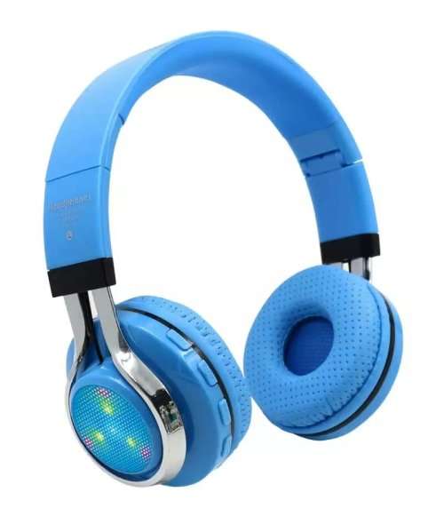 Bluetooth Wireless Stereo Headphone LED Flash light with FM Radio, Microphone for Hands free Caling