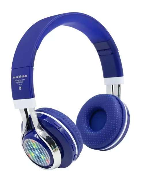 Bluetooth Wireless Stereo Headphone LED Flash light with FM Radio, Microphone for Hands free Caling