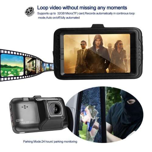 Full HD 1080P Car Dash Camera  (Vehicle Blackbox Video Recorder) 170 Degree Wide Angle
