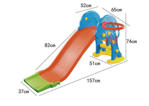 Outdoor Garden Slide Set with Basketball Hoop
