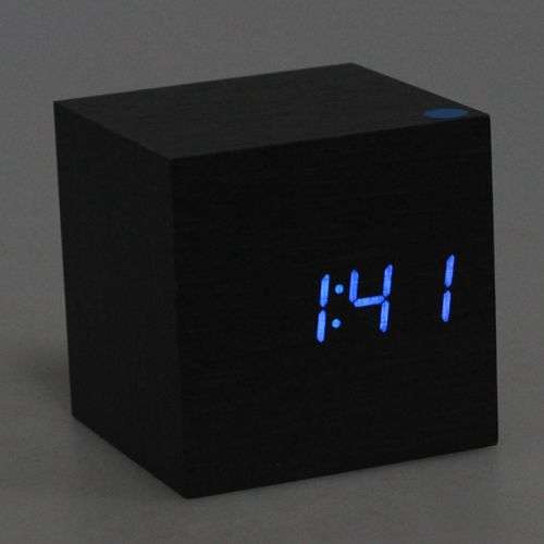 Modern Cube Wooden Digital Desk Table Clock with Temperature