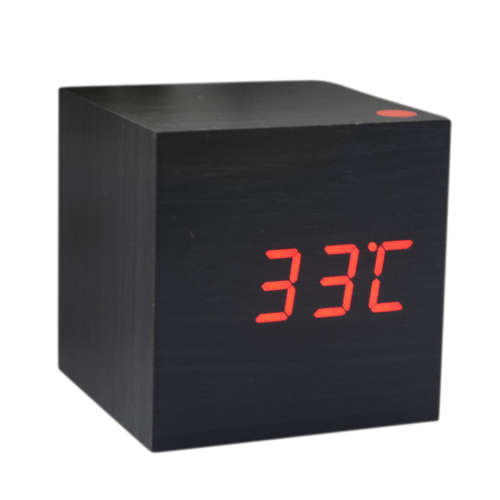 Modern Cube Wooden Digital Desk Table Clock with Temperature