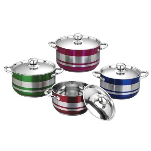 8 Piece Colourful Stainless Steel Cookware Set