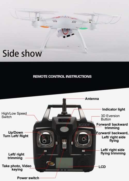 Drone Quadcopter with HD Camera, WiFI FPV Real-time Transmission, One key Return