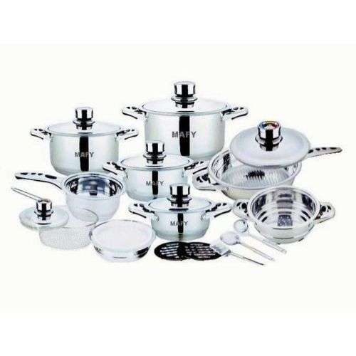 Mafy 21 Piece Stainless Steel Cookware Pot Set - 7 Layer Capsuled Bottom & Thermostat