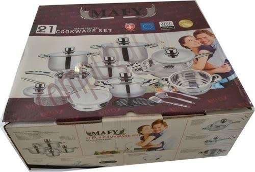 21 Piece Stainless Steel Cookware Pot Set - 7 Layer Capsuled Bottom & Thermostat