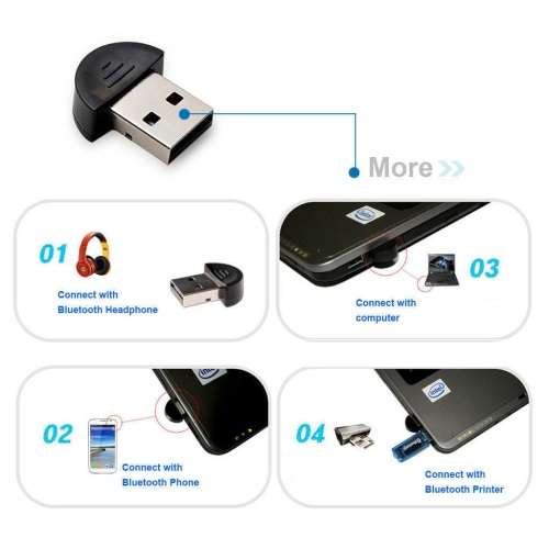 Mini USB EDR Wireless Bluetooth Dongle Adapter for Computers and Laptops