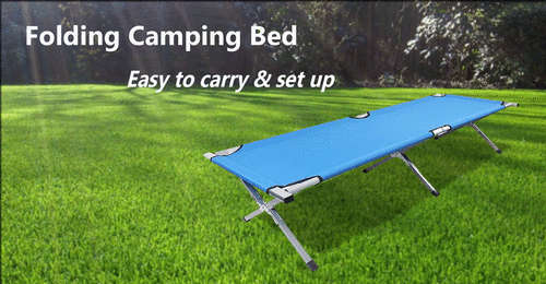 Large Camping Stretcher Bed with Carry Bag  - GREEN [Second Hand]