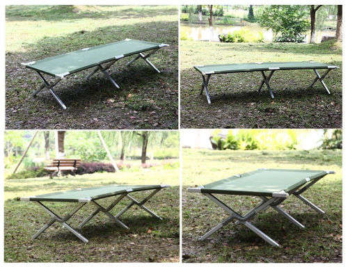 Large Camping Stretcher Bed with Carry Bag  - GREEN [Second Hand]