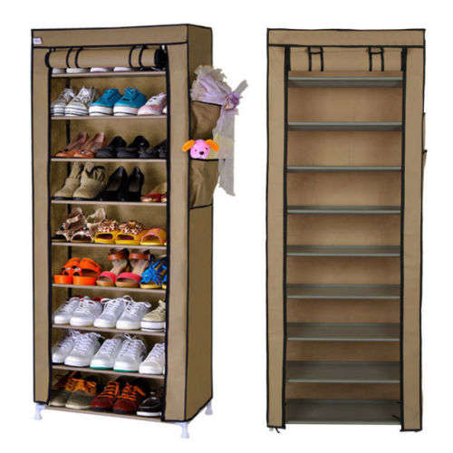 Hazlo 9 Layer Shoe Storage Rack Organizer with Canvas Cover
