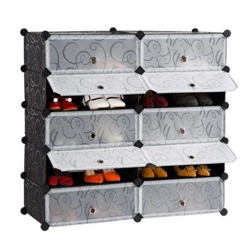 Hazlo 10 Compartment Cubical Shoe Storage Rack Organizer Holder