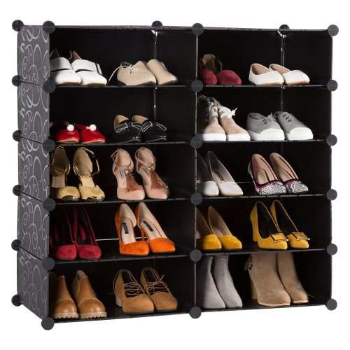 Hazlo 10 Compartment Cubical Shoe Storage Rack Organizer Holder