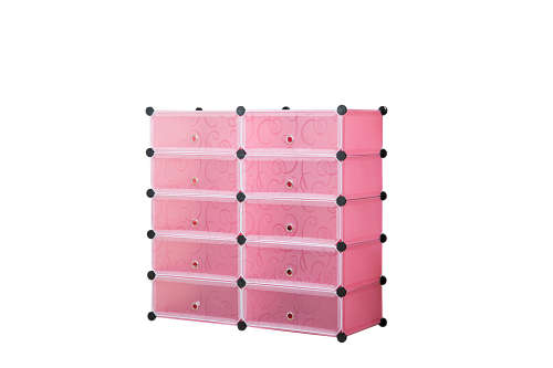 Hazlo 10 Compartment Cubical Shoe Storage Rack Organizer Holder