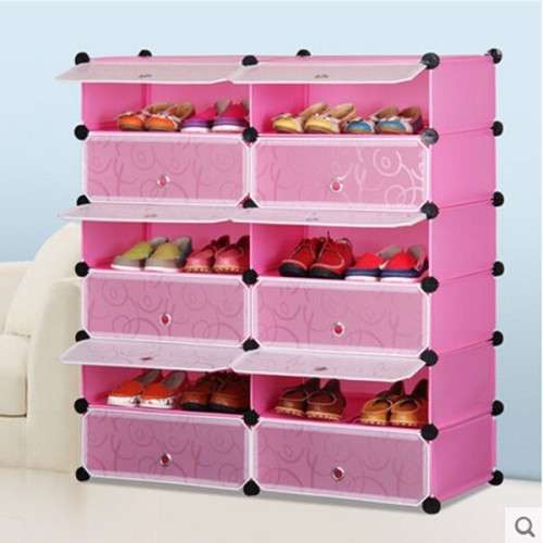 Hazlo 10 Compartment Cubical Shoe Storage Rack Organizer Holder