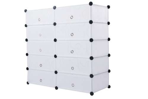 Hazlo 10 Compartment Cubical Shoe Storage Rack Organizer Holder