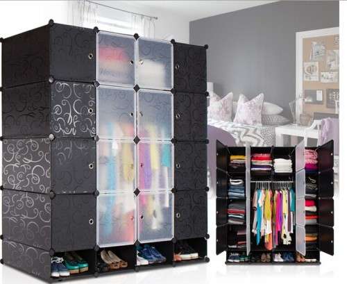 Hazlo Large DIY Cubical Wardrobe Closet Cupboard with Shoe Compartment  - Pink