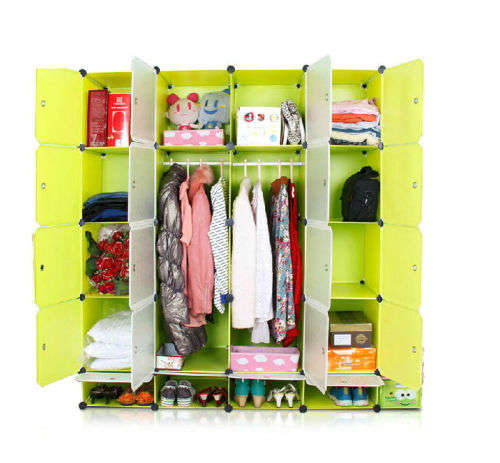 Hazlo Large DIY Cubical Wardrobe Closet Cupboard with Shoe Compartment  - Pink