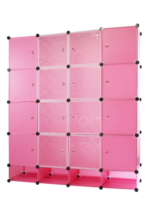 Hazlo Large DIY Cubical Wardrobe Closet Cupboard with Shoe Compartment  - Pink