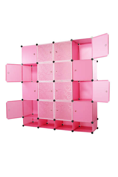 Hazlo Large DIY Cubical Wardrobe Closet Cupboard with Shoe Compartment  - Pink