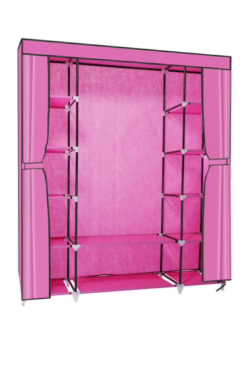 Hazlo Large Multi Compartment Fabric Wardrobe Closet (Clothes Storage)