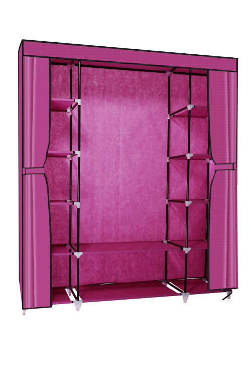 Hazlo Large Multi Compartment Fabric Wardrobe Closet (Clothes Storage)