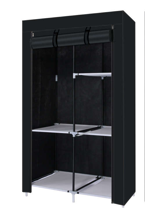 Portable DIY Clothes Storage Wardrobe Closet with Hanging Rail - BLACK [SECOND HAND]