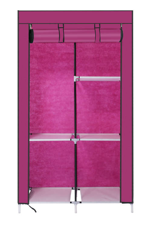 Portable DIY Clothes Storage Wardrobe Closet with Hanging Rail - BLACK [SECOND HAND]