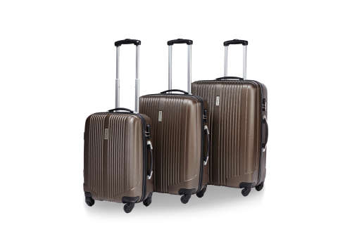 3 Piece Trolley ABS Hard Luggage Bag Set (Small, Medium, Large) - Coffee