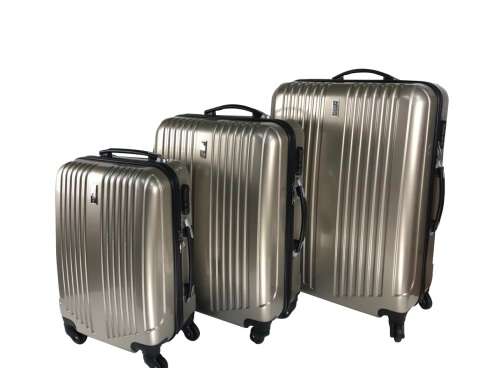 3 Piece ABS+PC Hard Luggage Trolley Bag Set (Small, Medium, Large) - Champagne