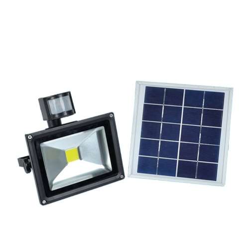 Solar Powered 10W LED Outdoor Flood Light - Day Night Sensor