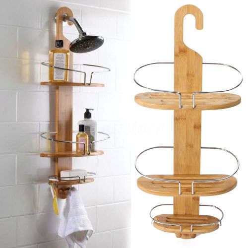 Bamboo 3 Tier Shower Bathroom Caddy Rack Holder [Second hand, Please read]