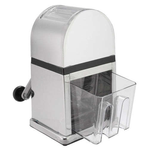 Manual Ice Crusher Machine with Stylish Mirrored Finish - Includes Ice Tray and Scoop