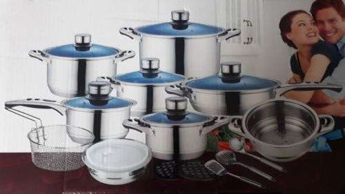 Mafy 21 Piece Stainless Steel Cookware Pot Set - 7 Layer Capsuled Bottom & Thermostat