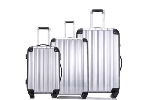3 Piece ABS+PC Hard Luggage Trolley Bag Set (Small, Medium, Large) - Black