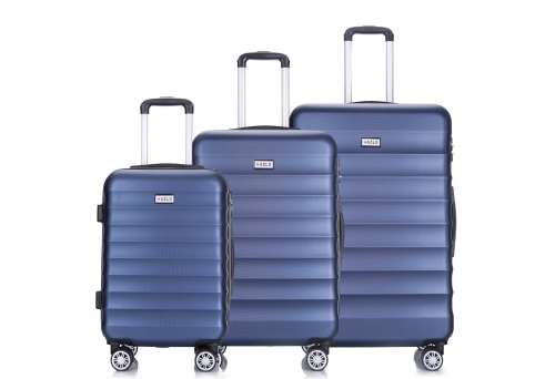 Hazlo 3 Piece Trolley ABS Hard Luggage Bag Set (Small, Medium, Large) - Blue