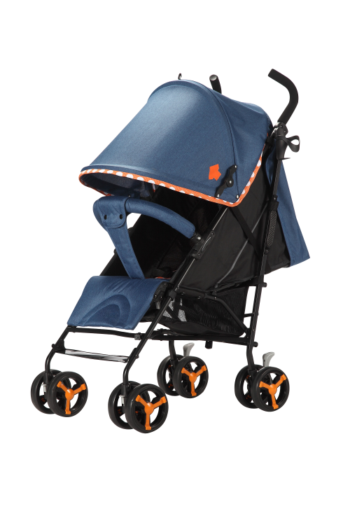 Baneen Baby Stroller Pram with Lift Up Foot Rest, Shopping Basket, Multi-position Backrest - Blue