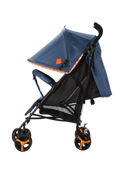 Baneen Baby Stroller Pram with Lift Up Foot Rest, Shopping Basket, Multi-position Backrest - Blue