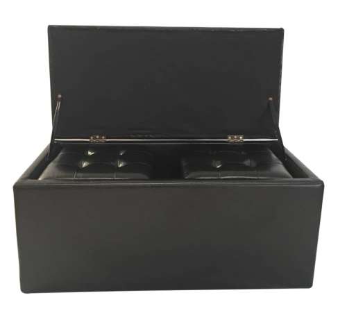 Hazlo 3 Piece Faux Leather Storage Ottoman Set