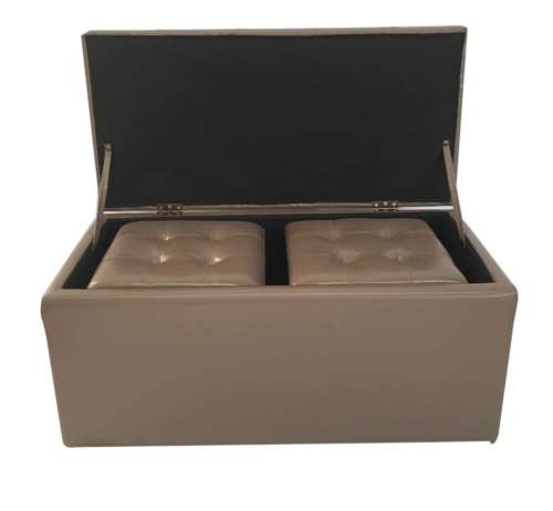 Hazlo 3 Piece Faux Leather Storage Ottoman Set