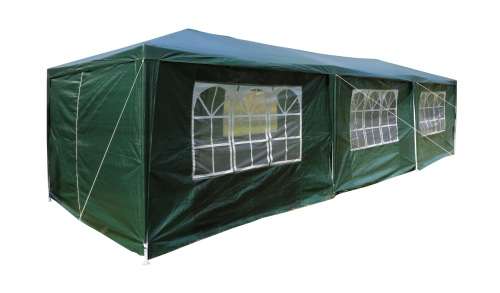 3 x 9m Gazebo Folding Tent Marquee w/ Side Walls - Green (Second hand)