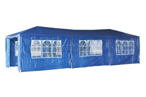 3 x 9m Gazebo Folding Tent Marquee w/ Side Walls - Green (Second hand)
